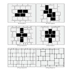 Running Bond, Herringbone, 2-Piece & 3-Piece Patterns